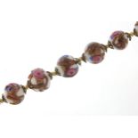 Venetian hand painted glass bead necklace, 60cm in length, 69.4g