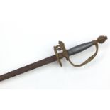 Ceremonial brass handled court sword with steel blade, 100cm in length