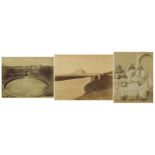Three 19th century Egyptian and African photographs including the River Nile before pyramids, each