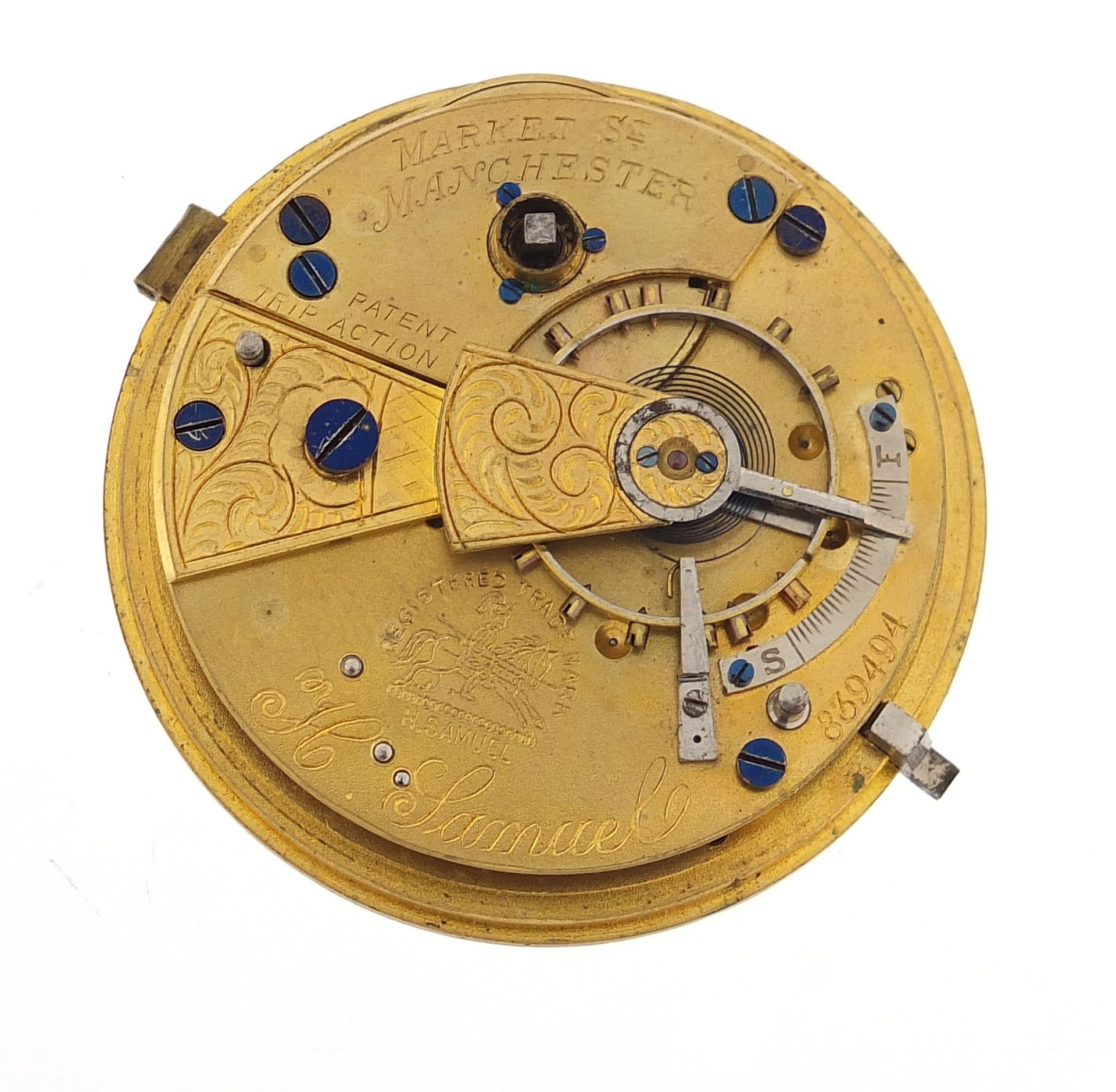 The Climax Trip Action Patent, gentlemen's silver open face pocket watch by H Samuel, the movement - Image 4 of 8