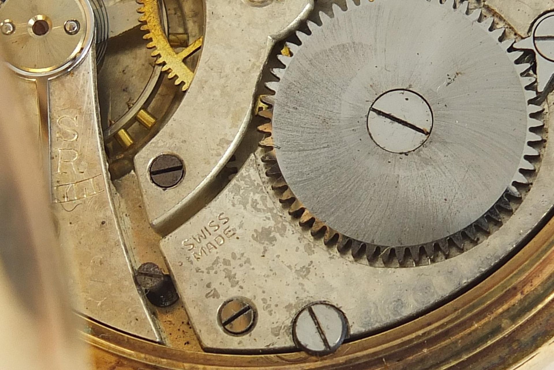 Gentlemen's gold plated half hunter pocket watch with subsidiary dial, 50mm in diameter - Bild 6 aus 9