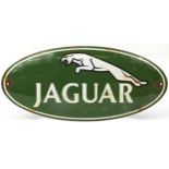 Motoring interest Jaguar enamel advertising sign, 63cm x 28.5cm