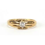 18ct gold diamond solitaire ring, the diamond approximately 4mm in diameter, size Q, 3.3g