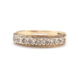 9ct gold diamond half eternity ring, size M, 1.6g