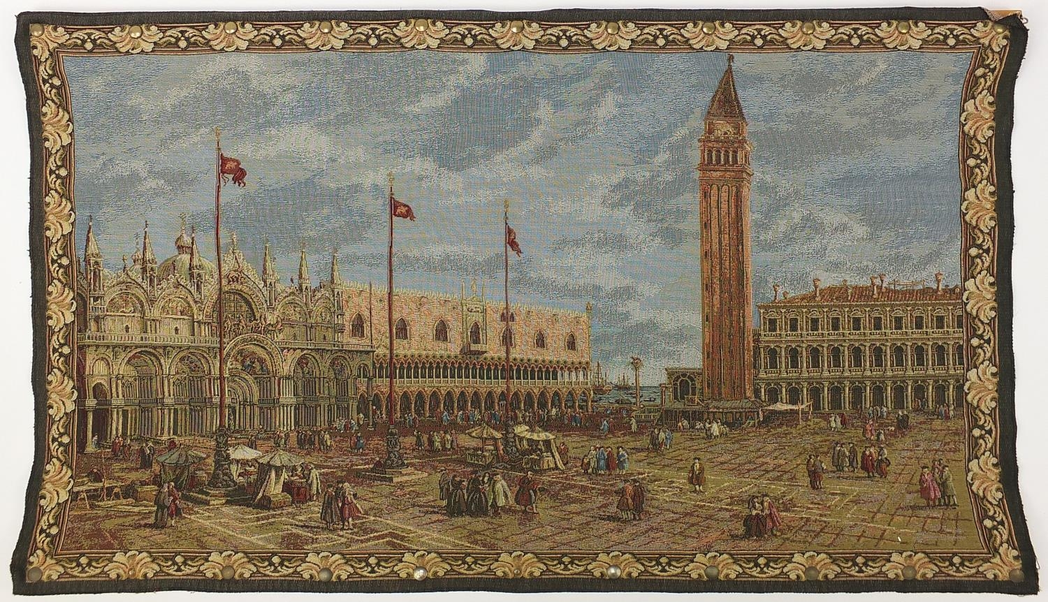 Continental tapestry wall hanging, possibly of St Peter's Square, 69cm high x 114cm wide