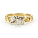 18ct gold diamond ring, size O, 4.8g