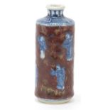 Chinese blue and white with iron red porcelain vase hand painted with figures, six figure