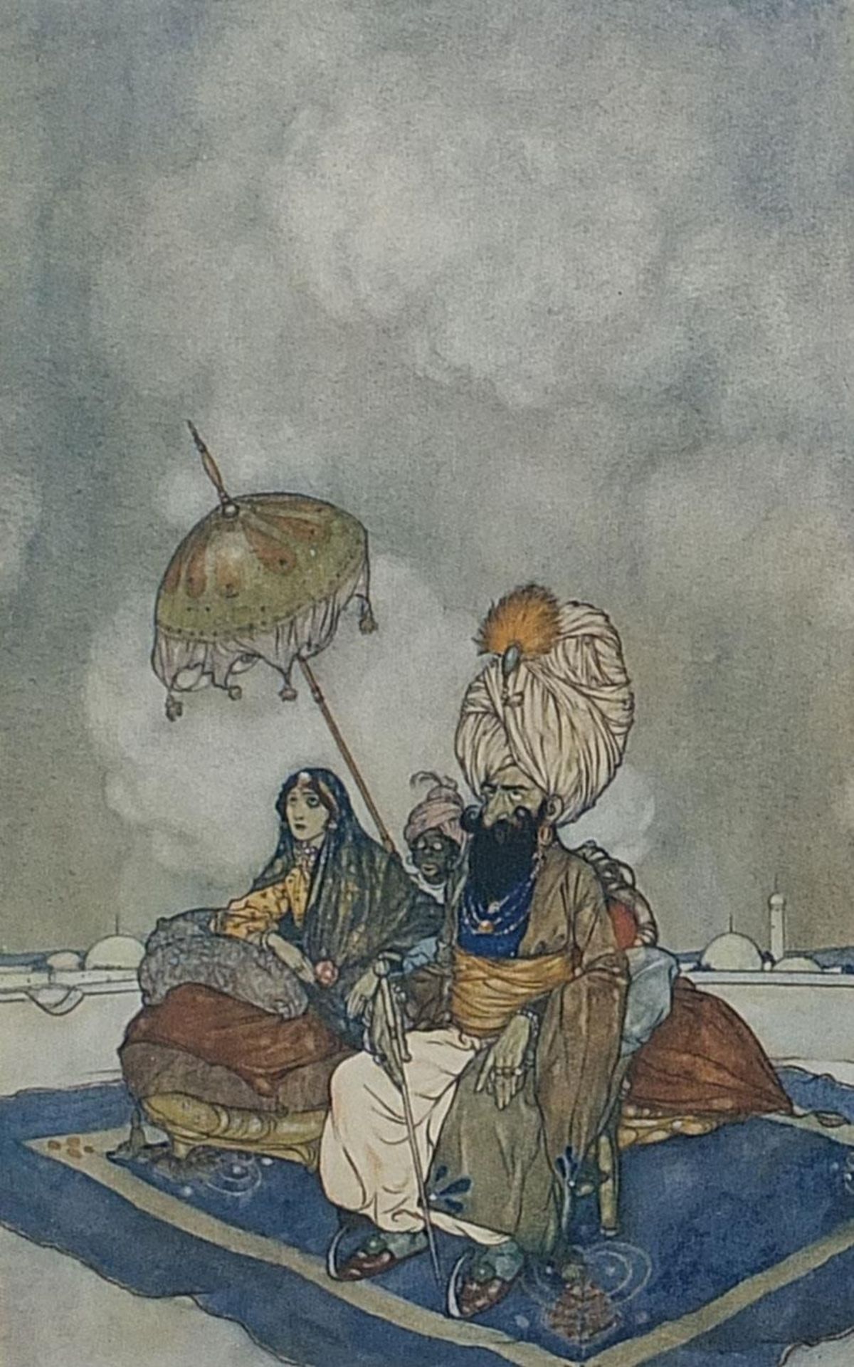 After Edmund Dulac - Seven prints in colour including a mosque and females dancing, mounted, - Bild 22 aus 28