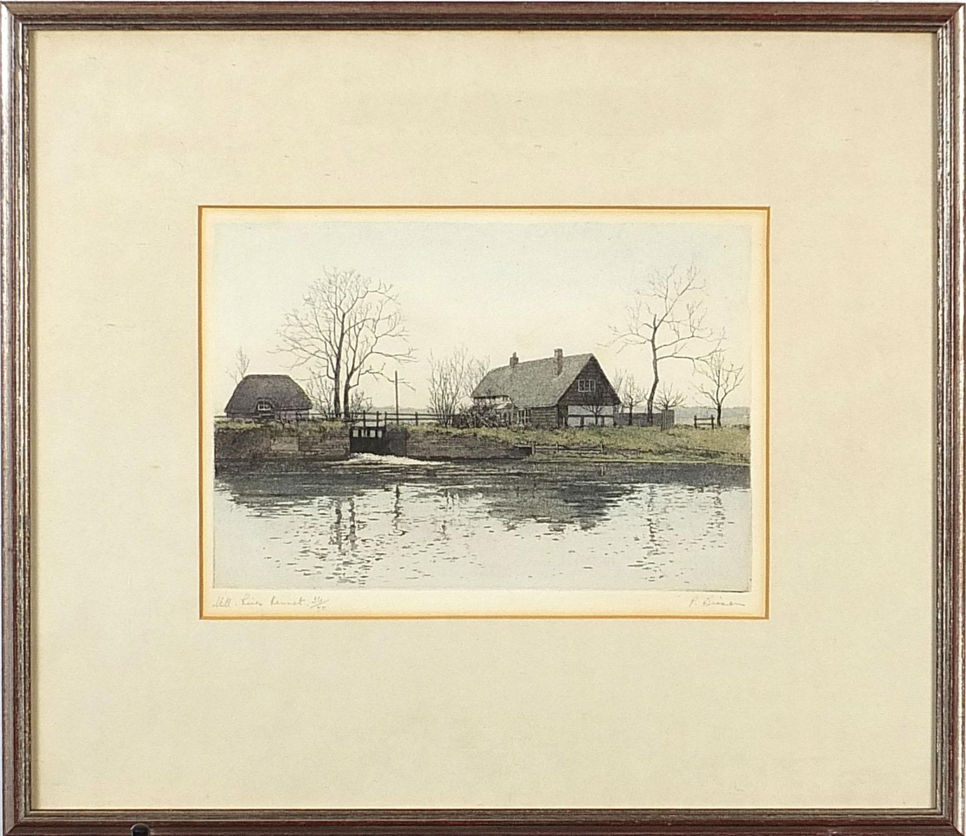 Paul Bisson - Mill River, Kennet, pencil signed coloured aquatint, limited edition 36/50, mounted, - Image 2 of 5