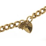 9ct gold charm bracelet with love heart padlock, 20cm in length, 26.0g