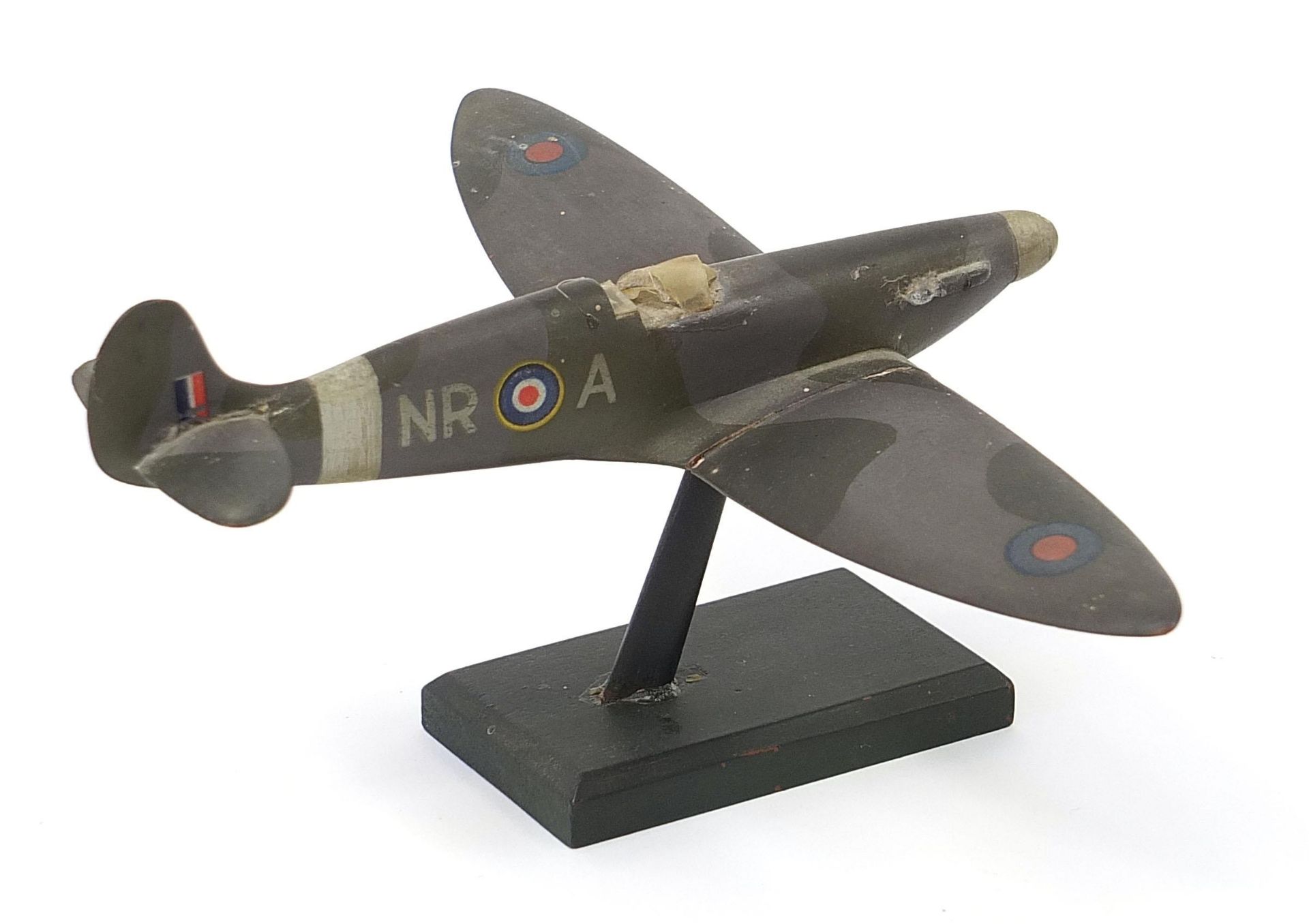 Military interest hand painted wooden model of a Spitfire, inscribed made by Flight Lieutenant Ralph - Image 2 of 5