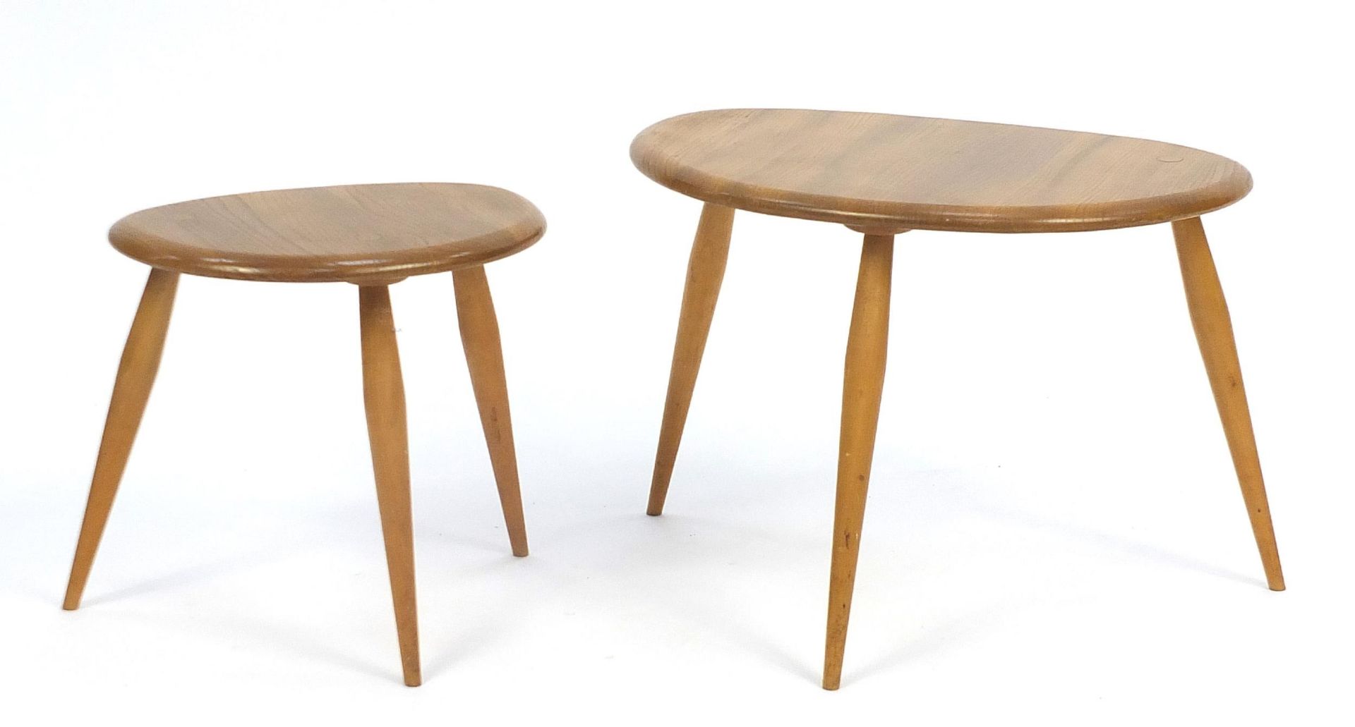 Two vintage Ercol light elm pebble occasional tables, the largest 36cm H x 49cm W x 34D - Image 4 of 5