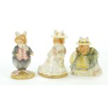 Three Royal Doulton Bramley Hedge series figures comprising Poppy Eyebright, Primrose Entertains and