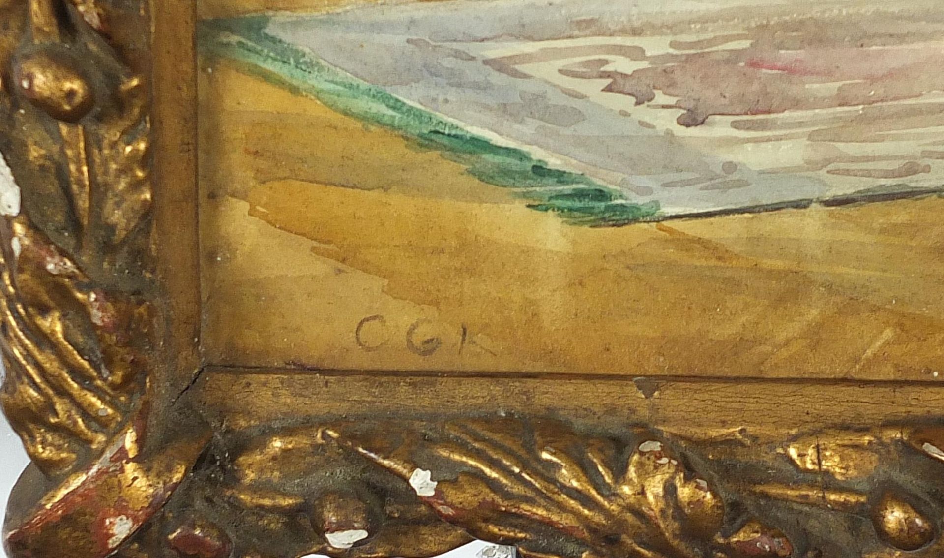 Interior scene with chaise longue and flowers, watercolour bearing initials CGK, framed and - Image 3 of 5