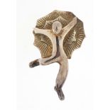 Asprey, silver figural brooch with box, London 1989, 5cm high, 29.0g