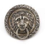 Bent & Parker, Military interest silver lion's head belt anchor plate, Birmingham 1902, 5.2cm in
