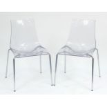 Pair of contemporary perspex and chrome chairs, 81cm high