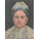 Head and shoulders portrait of a female, early 20th century oil on canvas, indistinctly