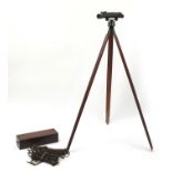 Troughton & Simms of London, Victorian theodolite on stand with mahogany case and accessories, the