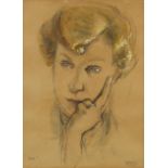 Margaret Milnes - Portrait of a lady, inscribed Rita, signed 20th century charcoal and