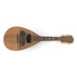 Italian inlaid rosewood melon shaped mandolin with Fratelli Tassinari paper label to the interior,