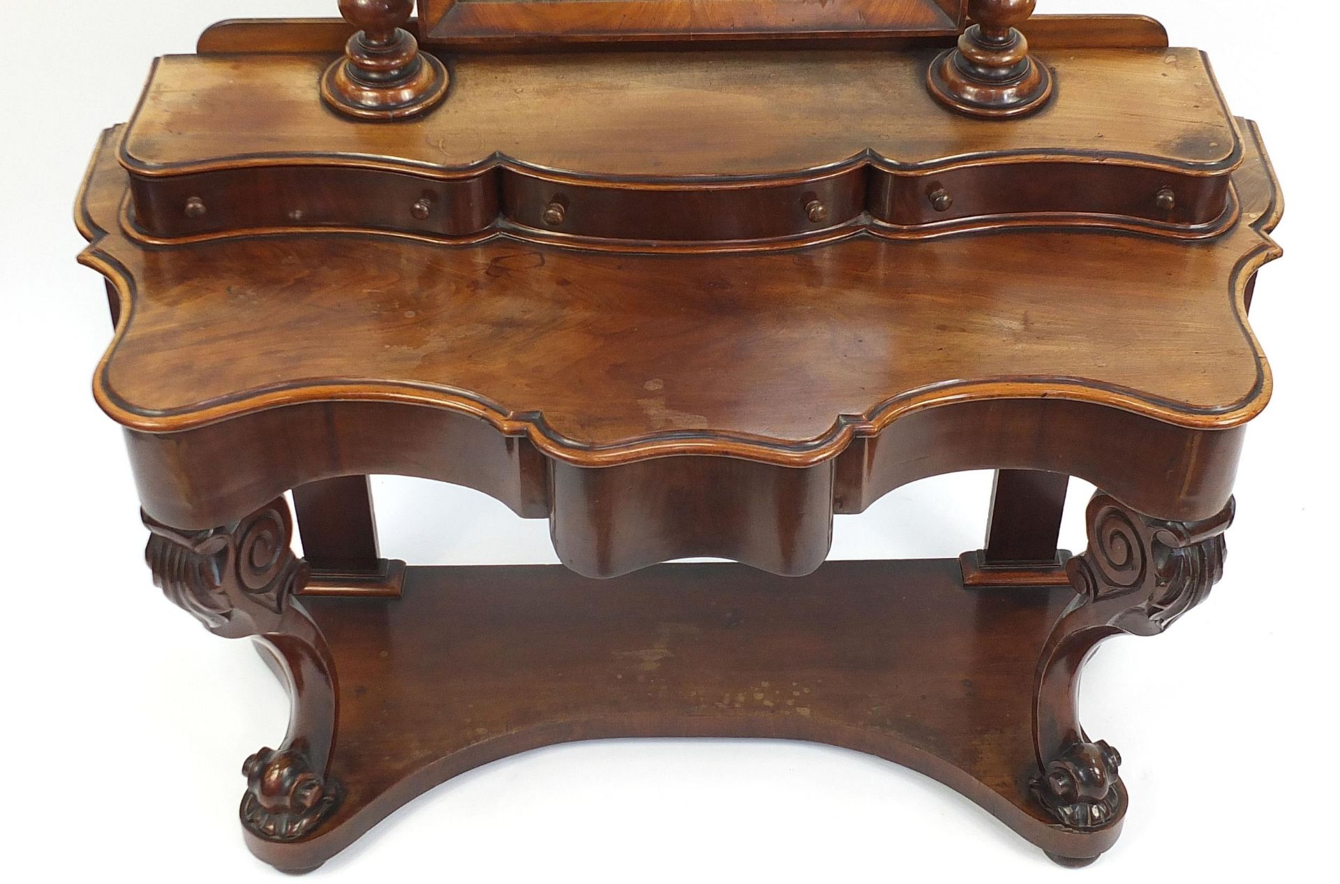Victorian mahogany Duchess dressing table with swing mirror, 155cm H x 120cm W x 53cm D - Image 3 of 5