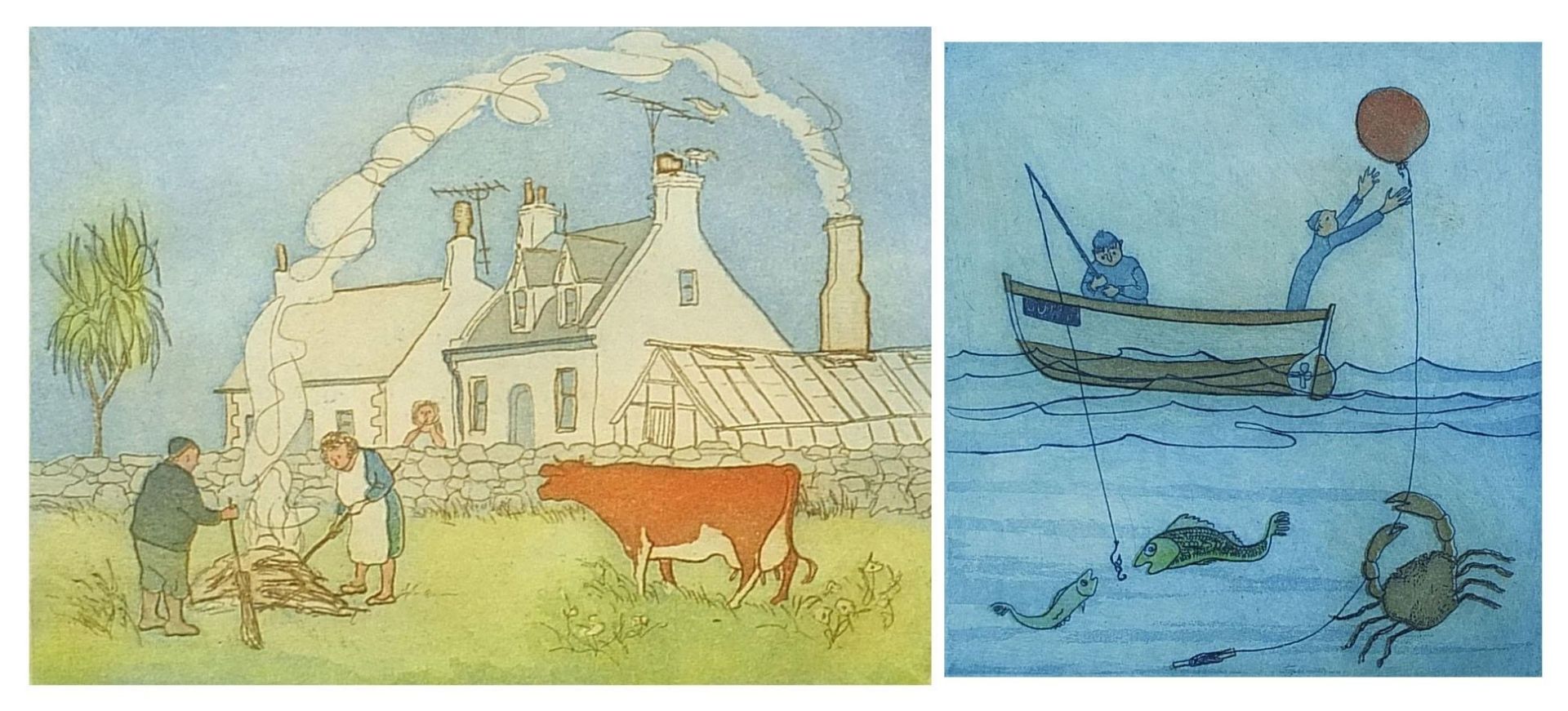 Guernsey Fantasy I and II, pair of pencil signed prints in colour, limited edition 98/100 and 75/
