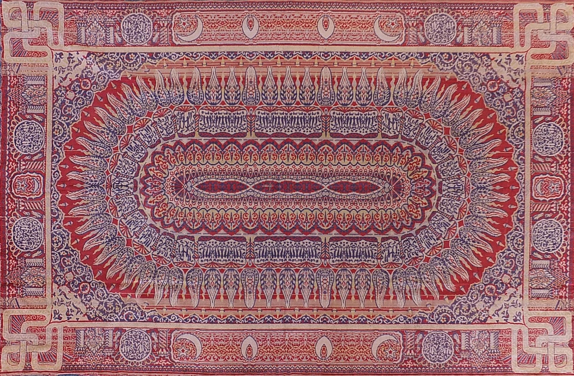 Turkish rug decorated with flowers and roundels, 200cm x 124cm