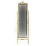 French design cream and gilt cheval mirror, 150cm high