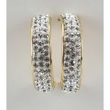 Pair of 9ct gold cubic zirconia half hoop earrings, 2cm high, 2.0g