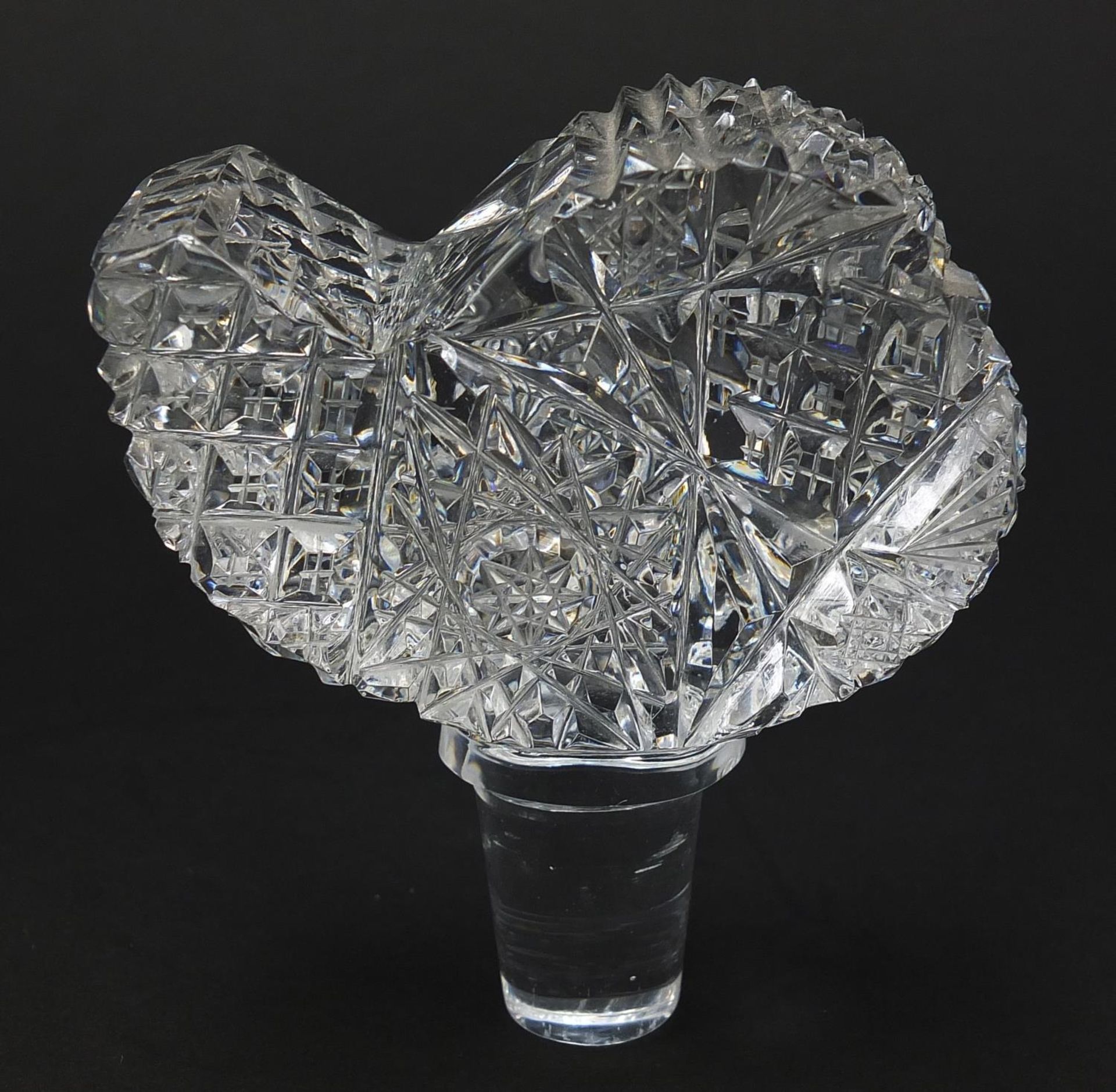 Heavy lead crystal scent bottle with stopper, 20cm high - Image 7 of 7