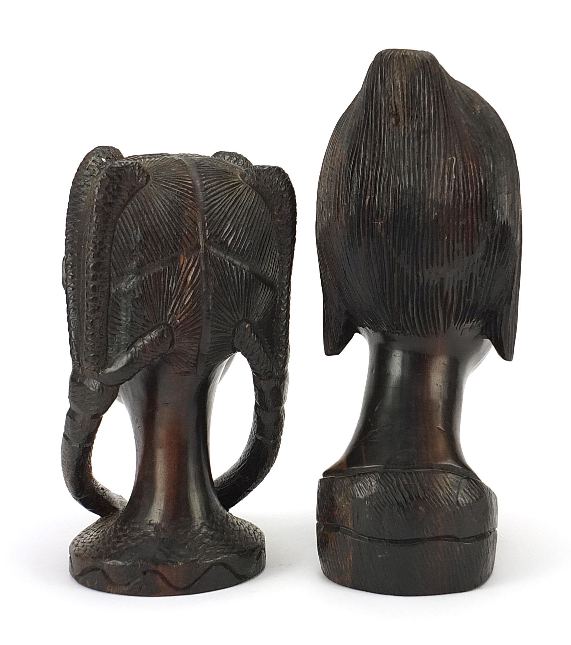 Pair of African carved hardwood busts of tribeswomen, the largest 32cm high - Image 2 of 3