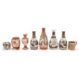 Japanese Kutani porcelain including vases hand painted with figures and landscapes, the largest 17cm