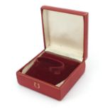 Omega, vintage red leatherette Omega wristwatch box, 5cm H x 10cm W x 10.5cm D