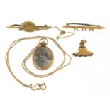 9ct gold military interest jewellery including Australian Commonwealth Forces brooch, Ubique