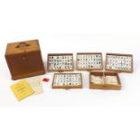 Bamboo Mah-jong set housed in a hardwood five drawer chest with rules and guide to the game, overall