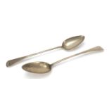 Richard Crossley, two large Georgian silver spoons, 30cm in length, 205.5g