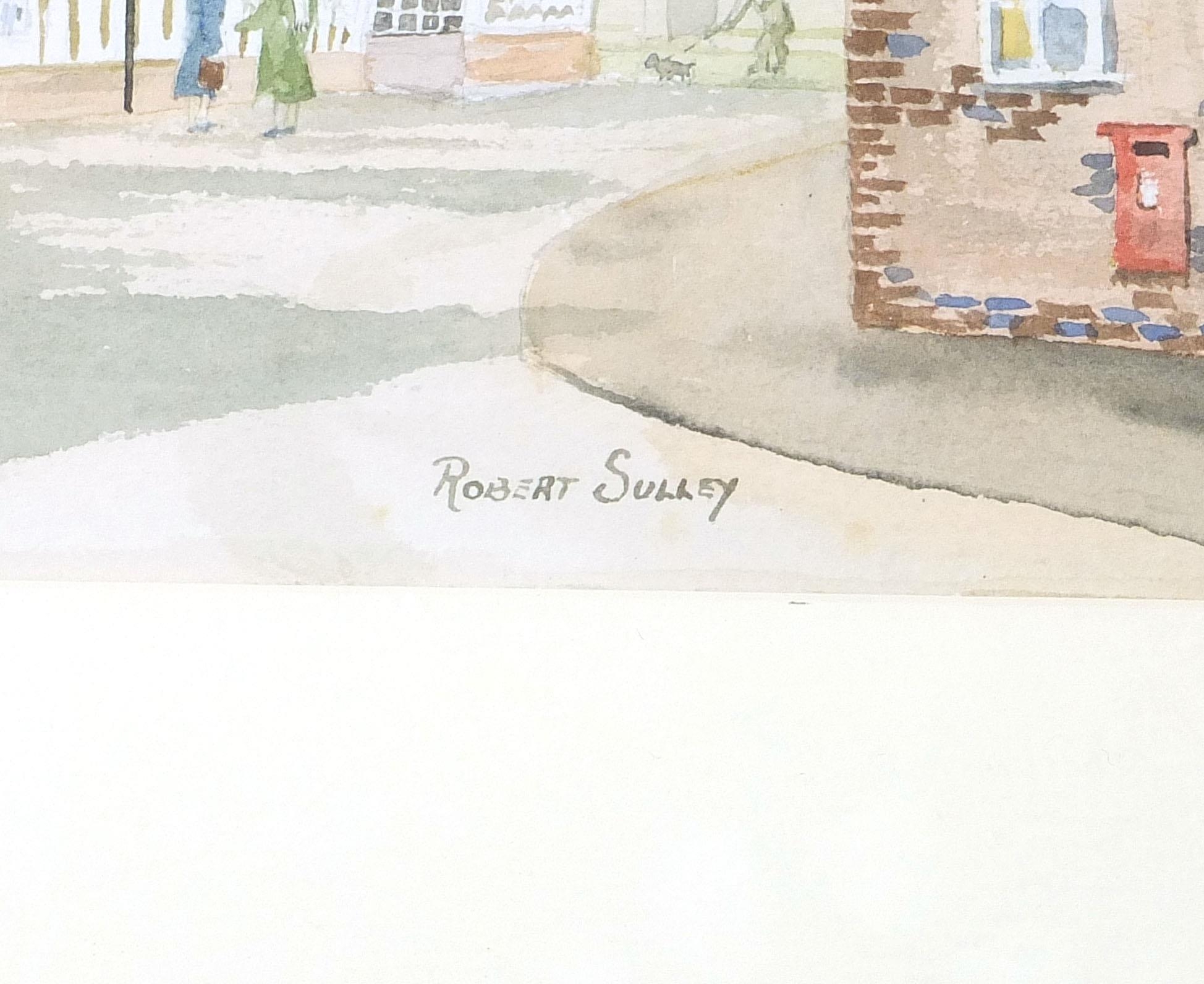 Robert Sulley - Church of St Peter & St Paul, Lingfield, watercolour, details verso, mounted, framed - Image 3 of 5