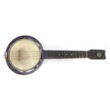 Keech banjulele banjo numbered A12611, with case, 54cm in length