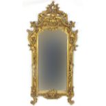 Large ornate gilt framed mirror, 165cm high x 80cm wide