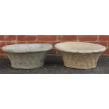 Pair of stoneware garden planters, 20cm high x 48cm wide