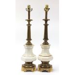 Pair of porcelain and brass Stiffel design table lamps, each 69cm high