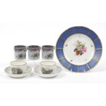 19th century Spode porcelain comprising pair of cups and saucers, hand painted cabinet plate and