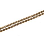 9ct gold rope twist necklace, 50cm in length, 4.3g