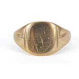 9ct gold signet ring, size S, 3.0g