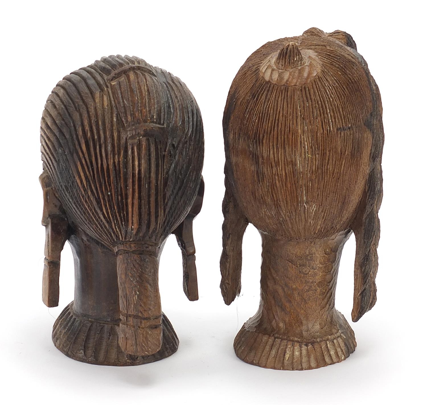 Two African carved hardwood busts, the largest 23cm high - Image 2 of 3