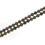 Mikimoto, black cultured pearl necklace with silver clasp, 56cm in length, 26.1g