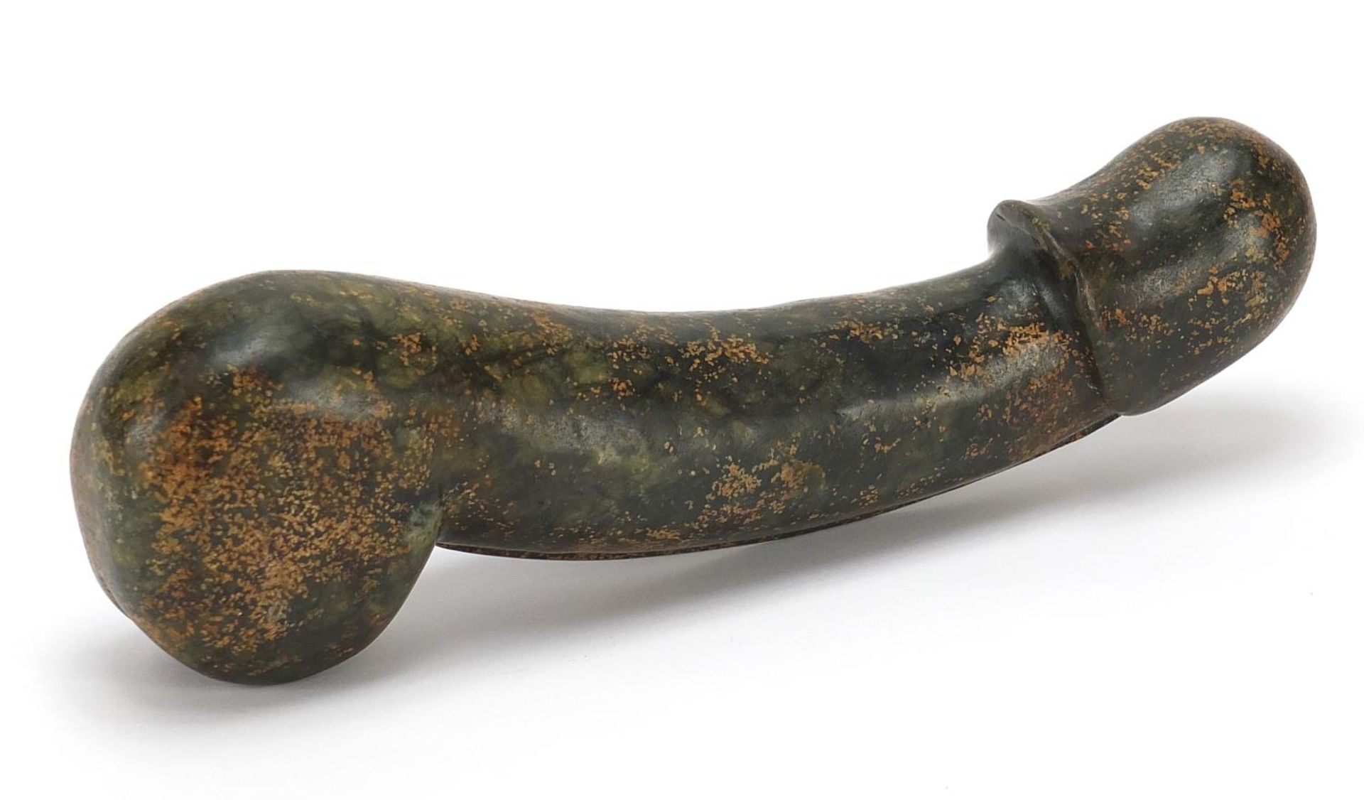 Islamic green hardstone phallus, 27cm in length - Image 2 of 3