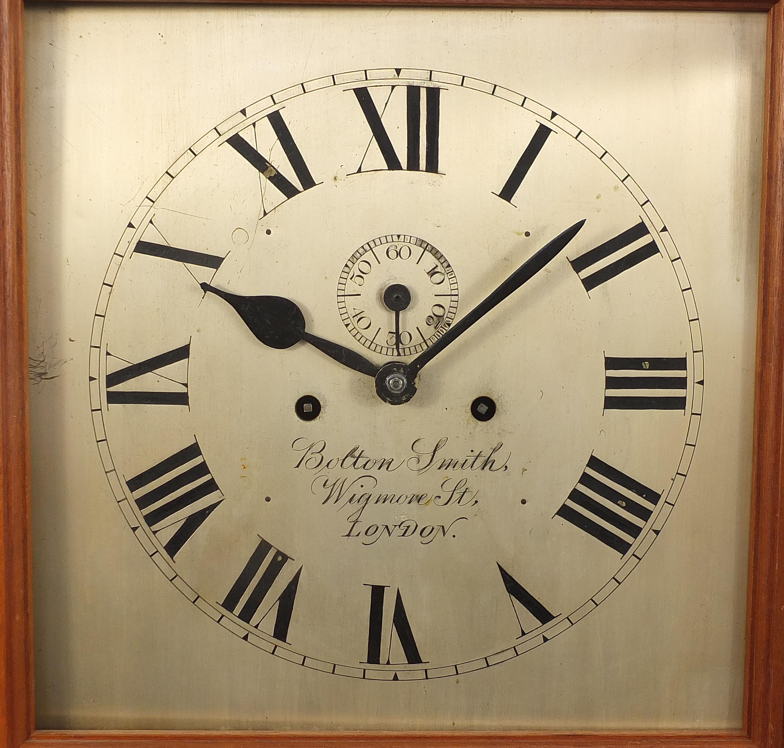 Mahogany longcase clock, the silvered dial inscribed Bolton Smith, Wigmore, Street London, 188cm - Image 2 of 8