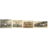 Four antique and later prints including The Horse Fair and His Majesty King George IV Travelling,